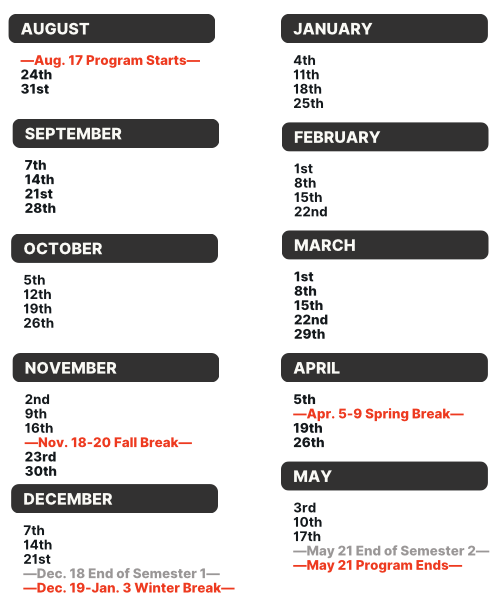 CO LL Dates