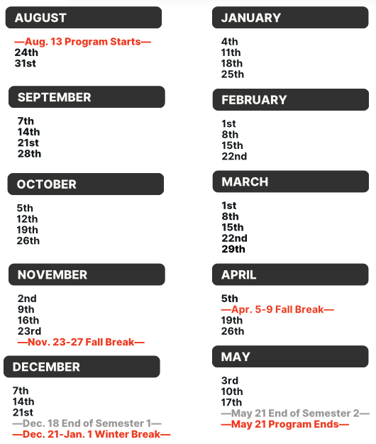 MT LL Dates