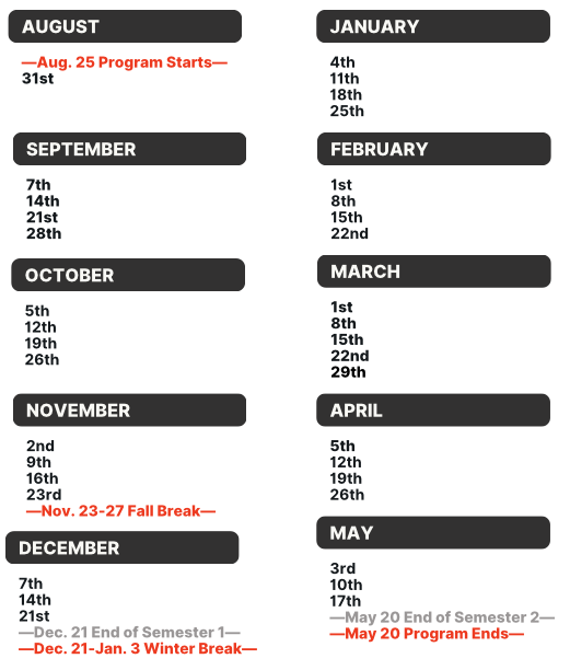 ND LL Dates