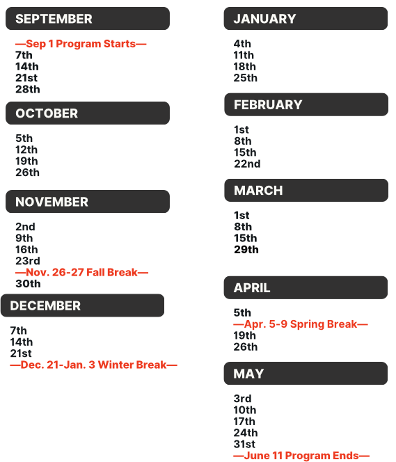 WA LL Dates